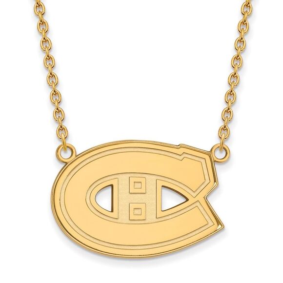14k Yellow Gold NHL Montreal Canadiens Large Necklace 18 Inch
